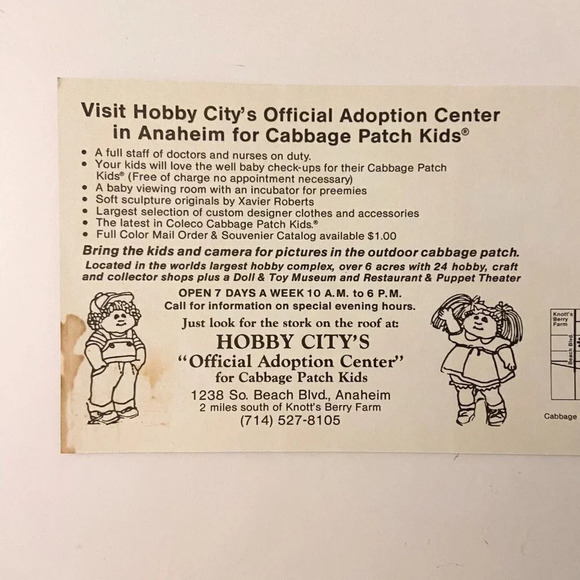 Vintage Cabbage Patch Kids Hobby City Knotts Berry Farm Brochures Pamphlets - Picture 7 of 11